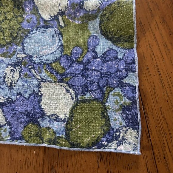 Vtg Blue Floral Hand rolled Napkins 7 Set Handkerchief Cottagecore Dainty - Picture 5 of 7